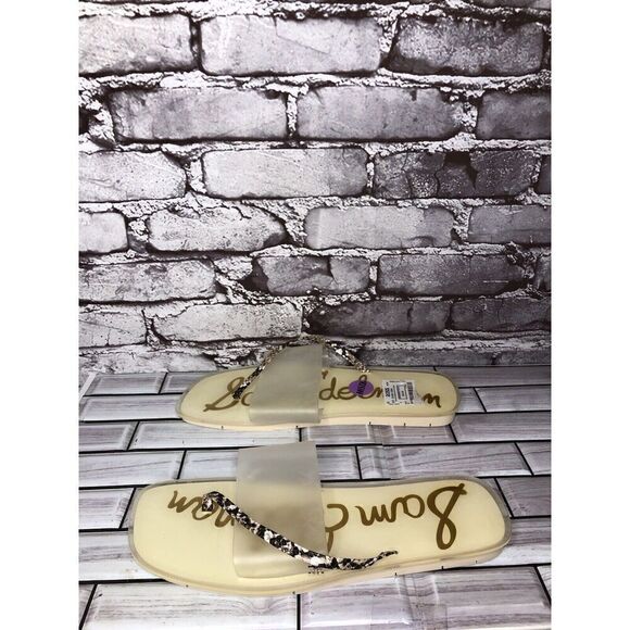 Sam Edelman Luciana Clear Cream Snakeskin Thong Strap Slide Sandals Women 10.5M - Picture 3 of 16